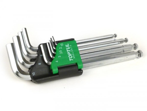 Innensechskantschlüssel set -TOPTUL- 1,5mm, 2mm, 2,5mm, 3mm, 4mm, 5mm, 6mm, 8mm, 10mm - 9 teilig