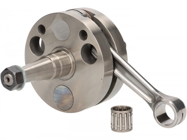 Crankshaft -KINGWELLE (reed valve, con rod Primatist)- 65mm stroke, 128mm con rod- Vespa PX - e.g. Quattrini M232/M244