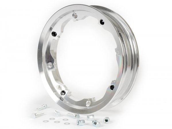 Cerchio ruota -BGM PRO, senza camera d'aria, 2.10-10 pollici, alluminio- Lambretta LI (serie 1-3), LI S, SX, TV (serie 2-3) - alluminio lucidato