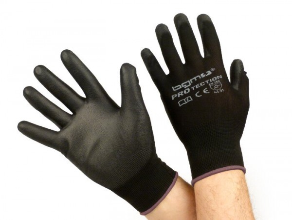 Guanti da lavoro - guanti da meccanico - guanti protettivi -BGM PRO-tection- guanti in filato sottile, 100% nylon con rivestimento in poliuretano - taglia L (9)