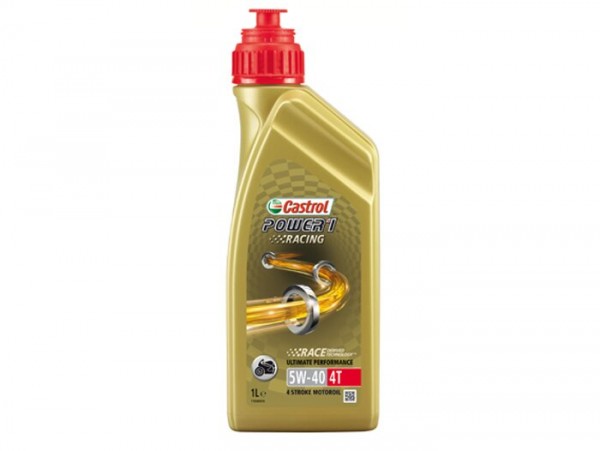 Oil -CASTROL Power 1 Racing- 4-stroke SAE 5W-40 synthetic - 1000ml - recommendation for Vespa GT/GTS/GTV125-300