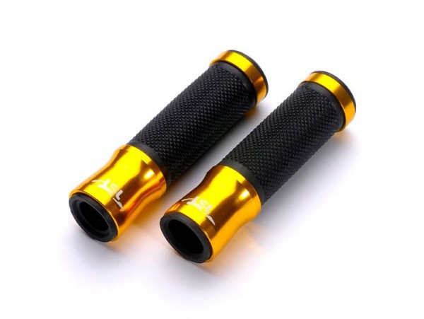Pair of grips -LSL, aluminium and rubber- Ø 22.5-24mm, l=125mm - gold