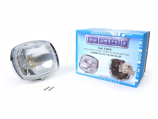 Complete headlight incl. rim and bulb holder -CASA LAMBRETTA- Lambretta DL, GP (Innocenti - glass)
