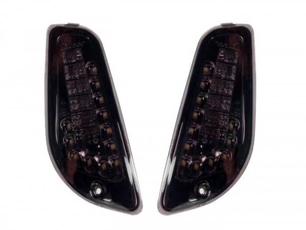 Pair of indicators -POWER 1 LED daytime running light (E-mark)- Vespa LX, LXV, S - smoked - front - smooth lens