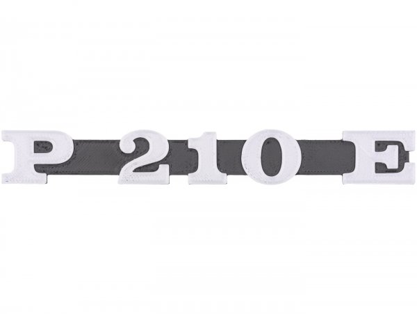 Schriftzug -VESPTEC P210E- Seitenhaube links für Vespa P200E (VSX1T,-160000), 145x20 mm - Kunststoff - (schwarz/​aluminium)