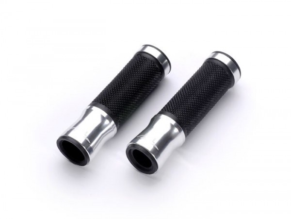 Pair of grips -LSL, aluminium and rubber- Ø 22.5-24mm, l=125mm - silver