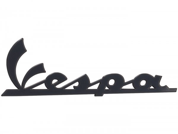 Schriftzug Seitenhaube -PIAGGIO 'VESPA'-  GTV HPE 300 RST 2023 Euro 5 keyless ABS 4T 4V LC (ZAPMD3108) - passt auch auf Seitenhaube Vespa PX - schwarz matt (Kunststoff, selbstklebend)