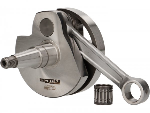 Crankshaft -BARONE special by BGM Pro (rotary valve) 60mm stroke, 120mm connecting rod, piston pin=Ø16mm- Vespa PX80-150 - per cilindri speciali che richiedono una biella con lunghezza di 120 mm