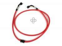 Brake hose, front, for brake caliper Brembo P4 30/34 -SPIEGLER hose: stainless steel (red), fitting: aluminium (black)- Vespa (without ABS) GT 125 (ZAPM311), GT 200 (ZAPM312), GT L 125 (ZAPM311), GT L 200 (ZAPM312), GTS 125 (ZAPM313), GTS 250 (ZAPM45