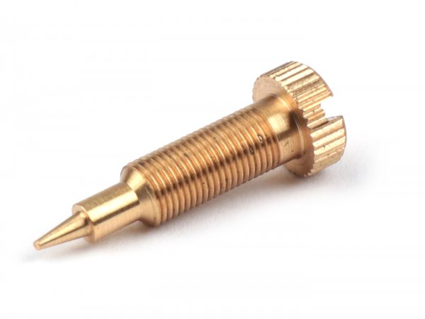 Fuel/air mixture screw -BGM PRO, Conversion, short- SI20/20D, SI24/24E, SI24/24H - thread M5 x 0.50mm - thin pin (Ø=0.65mm) - type Vespa PX with slotted screw (used as conversion fine thread long/hexagon to fine thread short slotted screw)