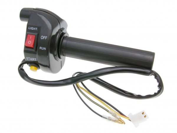 Puño de gas con interruptor de luz y botón de arranque negro -101 OCTANE- universal