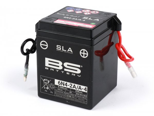 Batterie (SLA/gel), sans entretien -BS BATTERY 6N4-2A-4- 6V, 4Ah - 71x71x95mm