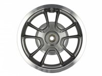 Wheel rim, rear, anthracite silver edge -PIAGGIO 3.00-12 inch, Ø brake drum = 110mm - 10 spokes-  Vespa Primavera 50 (ZAPCA0100, ZAPCA0102, ZAPCA0200, ZAPCA0202, ZAPCD010, ZAPCD020)