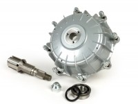 Rear brake hub incl. multispline layshaft and bearing -CASA PERFORMANCE Octopus Multispline- Lambretta LI (series 3), LIS, SX, TV (series 3), DL, GP - silver painted