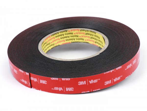 Adhesive Tape -3M™ VHB™ 5952F- 19mm x 11m - Black - Thickness 1.1mm - strong and durable bond of metal, powder coated paints, glass, sealed wood, ABS etc.