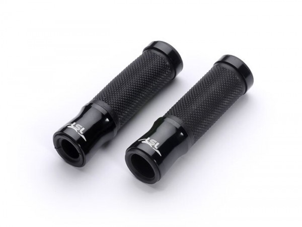 Pair of grips -LSL, aluminium and rubber- Ø 22.5-24mm, l=125mm - black