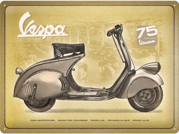 Reklameschild -Nostalgic Art- Vespa "75th Anniversary", 30x40cm