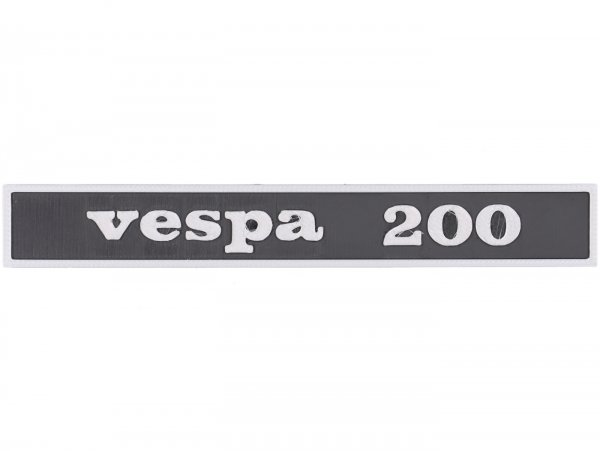 Lettering -VESPTEC Vespa 200- rear for Vespa 50 R (V5A1T 828604-), 132x17 mm - plastic - (black/aluminium)