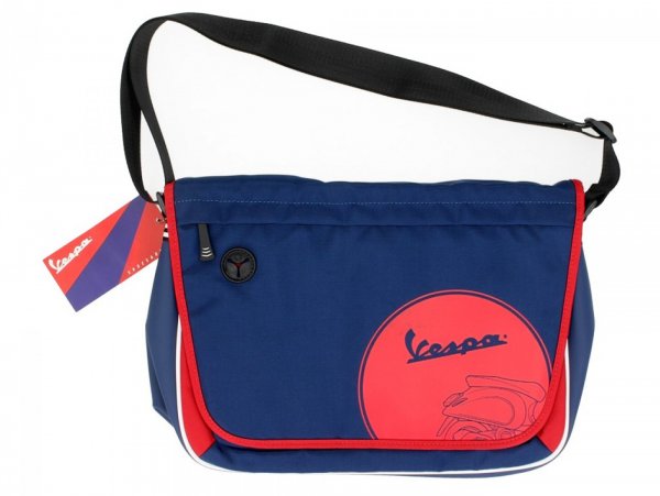 Shoulder bag -VESPA 35x10.5x25cm "Track"- blue / red