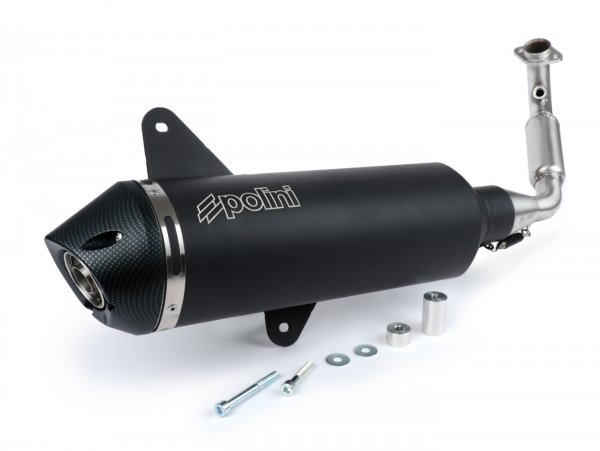 Exhaust -POLINI - Full exhaust - Vespa GTS 300, GTS Super 300 (MD31M) - (Euro 5, 2021-) - aluminium (black) - homologated, with catalytic converter