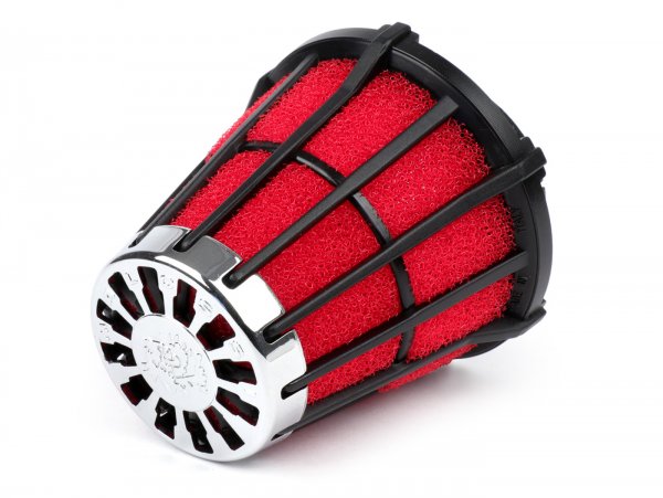 Air filter -MALOSSI E5- 0°, CS= 43mm - red-black, Mikuni