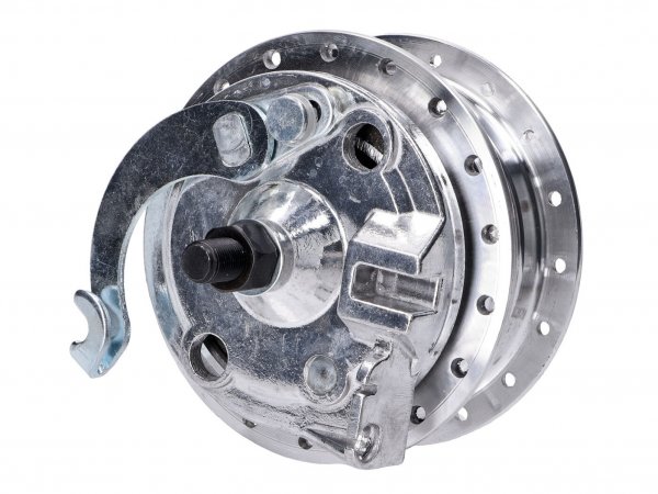 front wheel hub complete w/ brake anchor plate and axle -101 OCTANE- for Puch w/ spoke wheel