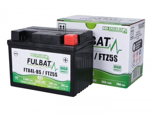 Batterie (Gel), wartungsfrei  -FULBAT FTX4L-BS, 12V 5Ah, 112x68x86mm