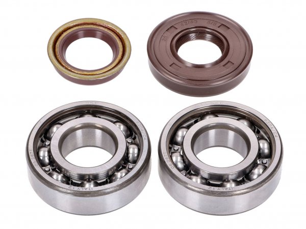 crankshaft bearing set -NARAKU- SKF, FKM Premium C4 metal cage for Minarelli horizontal, vertical, AC, LC (CW, MA, MY, CA, CY)