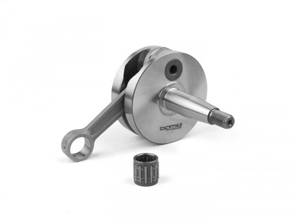 Crankshaft -BGM Pro RACING (for reed valve intake) full circle web, 51mm stroke, 105mm conrod- conversion crankshaft Vespa PK50 XL/XL2 to 125cc (Ø=20mm cone)