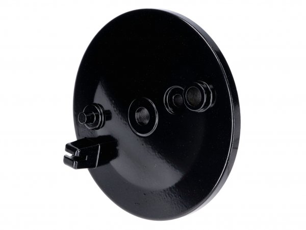 rear brake cover w/ stop light switch hole, black -101 OCTANE- for Simson S50, S51, S70, KR51, SR4-1 Spatz, SR4-2 Star, SR4-3 Sperber, SR4-4 Habicht
