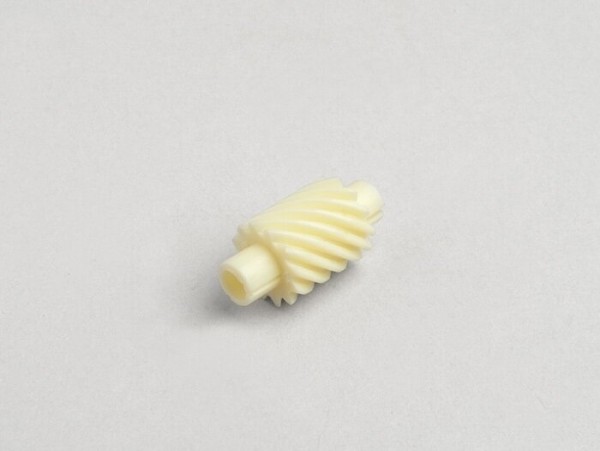 Speedo drive -OEM QUALITY- Vespa 12 teeth, l=27mm, 2,7mm square, white (used in Vespa PX (till 1984))
