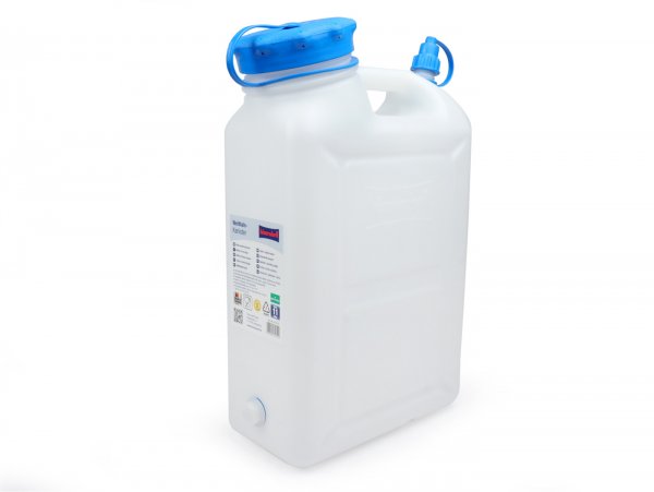 Water canister 11L (11000ml) wide neck -HÜNERSDORFF- HD PE, natural (transparent) with UV protection