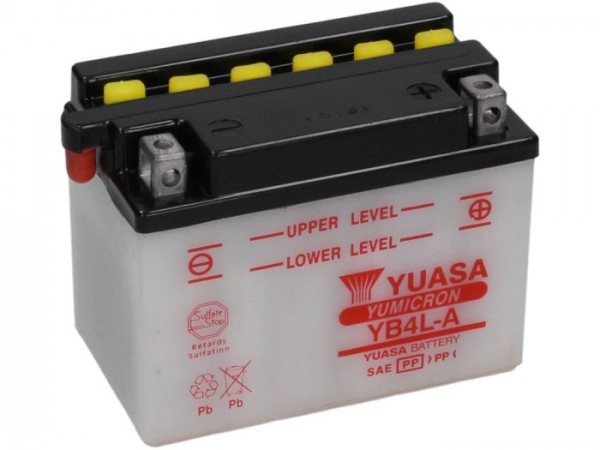 Batterie -Standard YUASA YB4L-A- 12V, 4Ah - 121x70x92mm - sans acide
