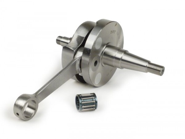 Crankshaft -DRT (rotary valve), 53mm stroke, 105mm conrod, RV-web 17.4mm wide- "tenuta larga" (wider rotary web) - Vespa PK125 XL2, PK125 ETS (Ø=24mm cone)