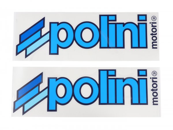 Aufkleber Set -POLINI- 2x Polini 340x110mm - Blau, geeignet für helle Oberflächen