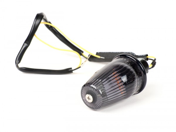 Blinker -MOTO NOSTRA Lenkerblinker LED (E-Prüfzeichen), 6 Volt- Vespa V50, 50SR, 50 Sprinter, 90SS, 90 Racer, PV125, ET3, Sprint150, Rally180/200 - schwarz
