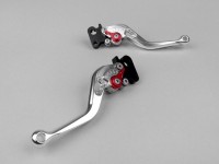 Brake and clutch lever set -ADJUSTABLE, PM TUNING sport- Vespa PX (-1997), Rally180 (VSD1T), Rally200 (VSE1T), Sprint, V50, PV125, ET3 - silber