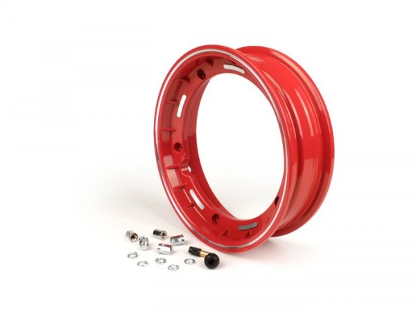 Cerchio ruota -FA ITALIA senza camera d'aria 2.50-10 pollici, alluminio- Vespa (tipo Cosa/SKR) - rosso