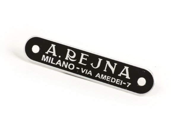 Schriftzug Sitzbank Vespa und Lambretta -MADE IN ITALY- A. Rejna (Milano - Via Amedei 7) - schwarz