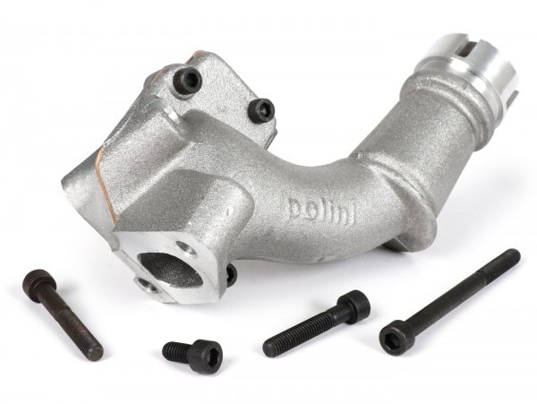 Intake manifold - for reed valve -POLINI dual intake 2-stud reed valve- Vespa V50, PV125 - Ø=19/19mm Dellorto SHB