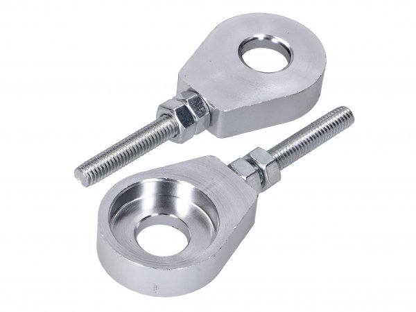 Set tenditore ruota / tendicatena -101 OCTANE- alluminio anodizzato argento 12 mm