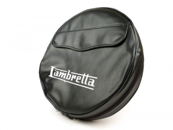 Spare wheel cover -MADE IN VIETNAM- Lambretta 3.50 - 10- black, with pouch, black piping