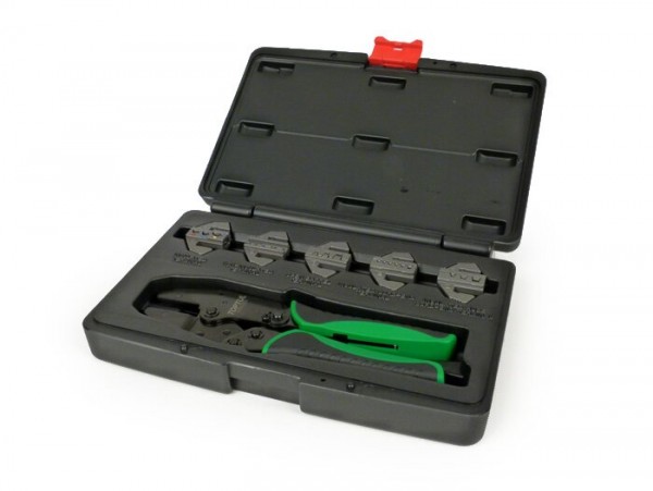 Interchangeable ratchet crimping pliers tool kit -TOPTUL- incl. 5 adjustable jaws
