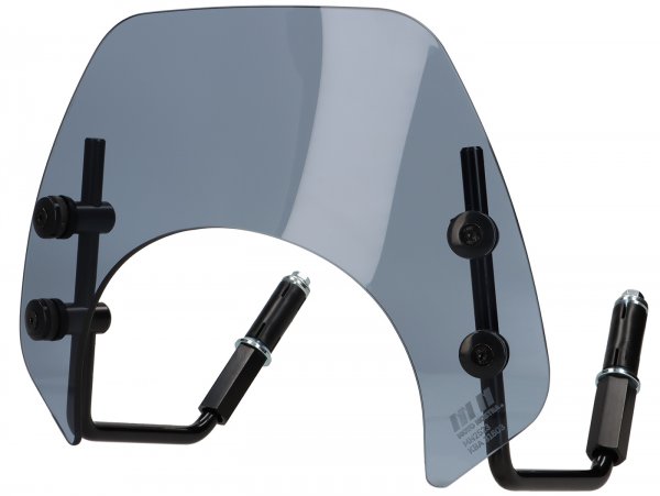 Flyscreen with black brackets -MOTO NOSTRA, w=293mm, h=101mm- Vespa GTS 125-300cc HPE Keyless (2022-)  - smoke grey