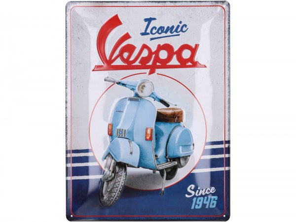 Plaque publicitaire -Nostalgic Art- Vespa, "Vespa Iconic Since 1946", 30x40cm