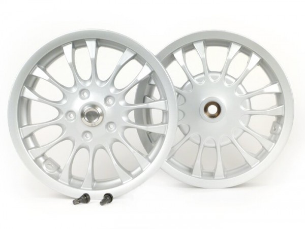 Pair of wheel rims -PIAGGIO 3.00-12 inch - 10 spokes- type Sprint - fits Vespa Sprint 50 (ZAPC53101), Sprint 125, Sprint 150, Primavera 50 (ZAPC53100), Primavera 125, Primavera 150 - silver