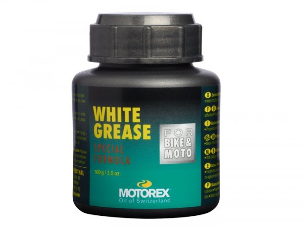 Lithium grease -MOTOREX White Grease- 100g - water resistant grease for steering bearing, gear change grip, throttle tube, centre stand, swinging arm bearing