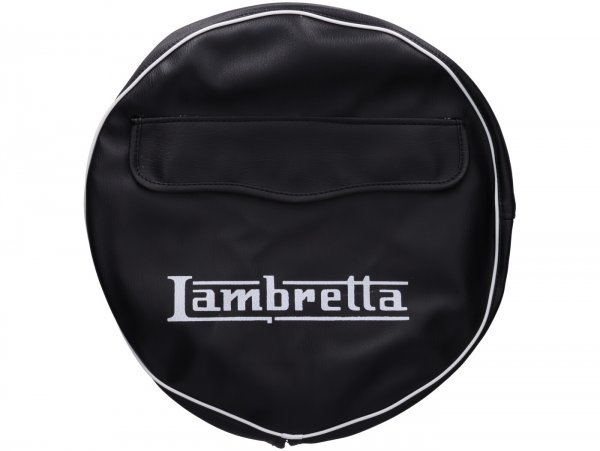 Spare wheel cover -MADE IN VIETNAM- Lambretta 3.50 - 10- black, with pouch, white piping