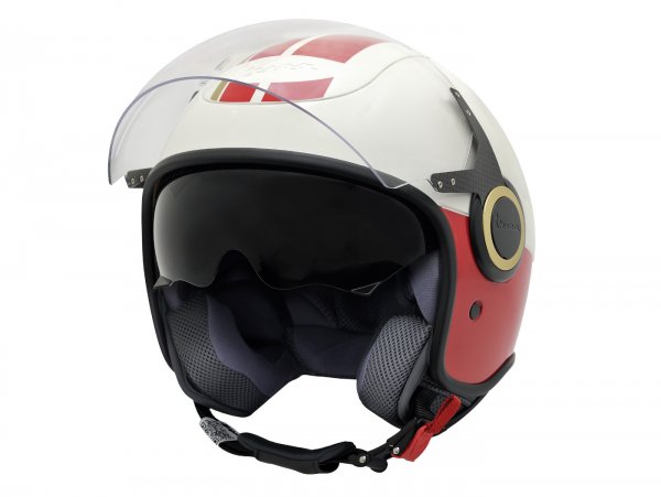 Casque -VESPA casque jet VJ- Racing Sixties- blanc rouge- XS (52-54cm)