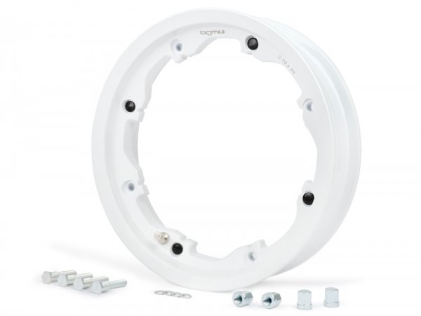 Wheel rim -BGM PRO, tubeless, 2.10-10 inch, aluminium- Lambretta LI (series 1-3), LI S, SX, TV (series 2-3) - white